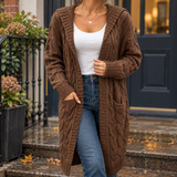 Madeline-Faye Cable Knit Cardigan - Brown