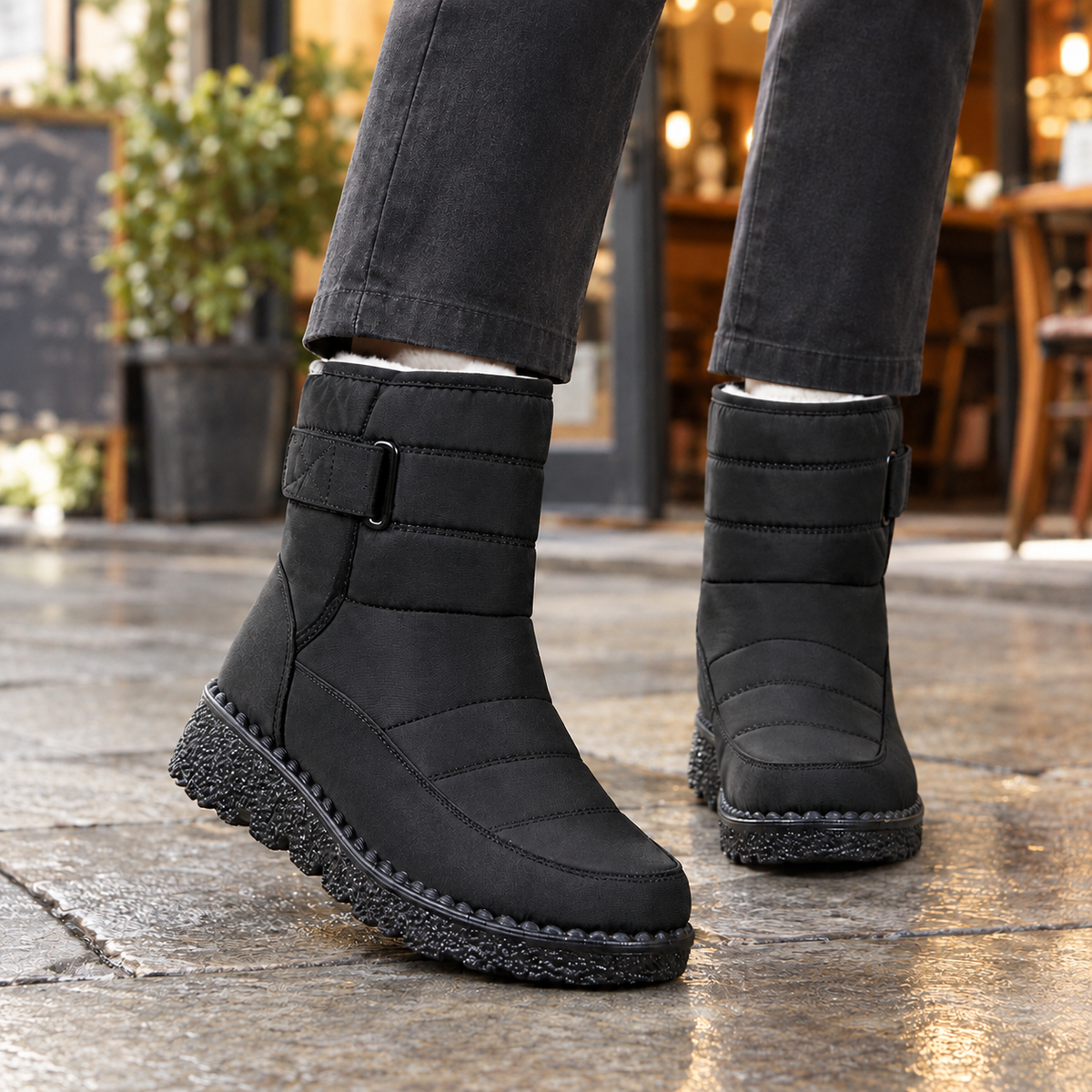 Abate Quilted Snow Boots - Black