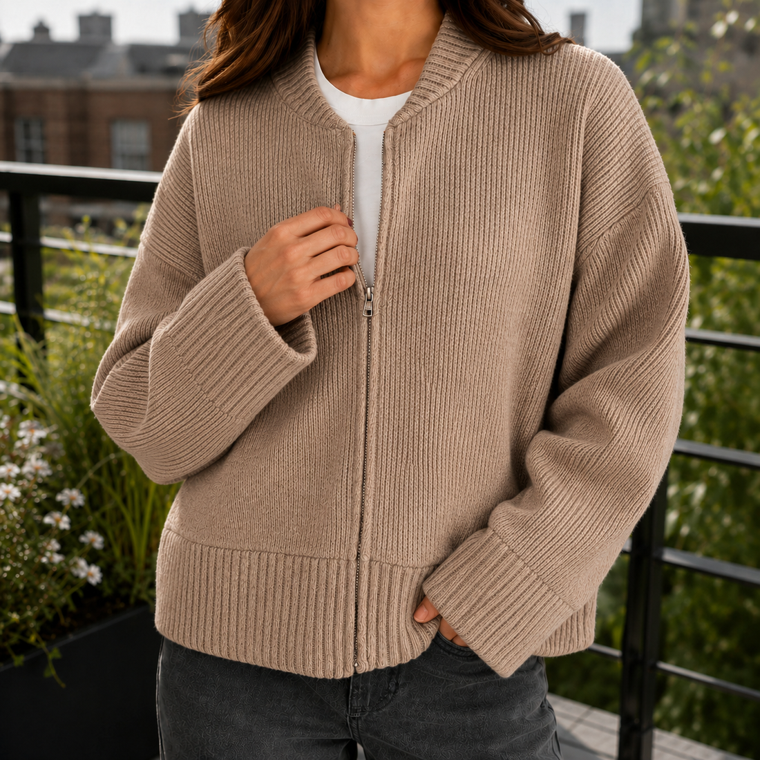 Sonia Ribbed Cardigan - Mocha