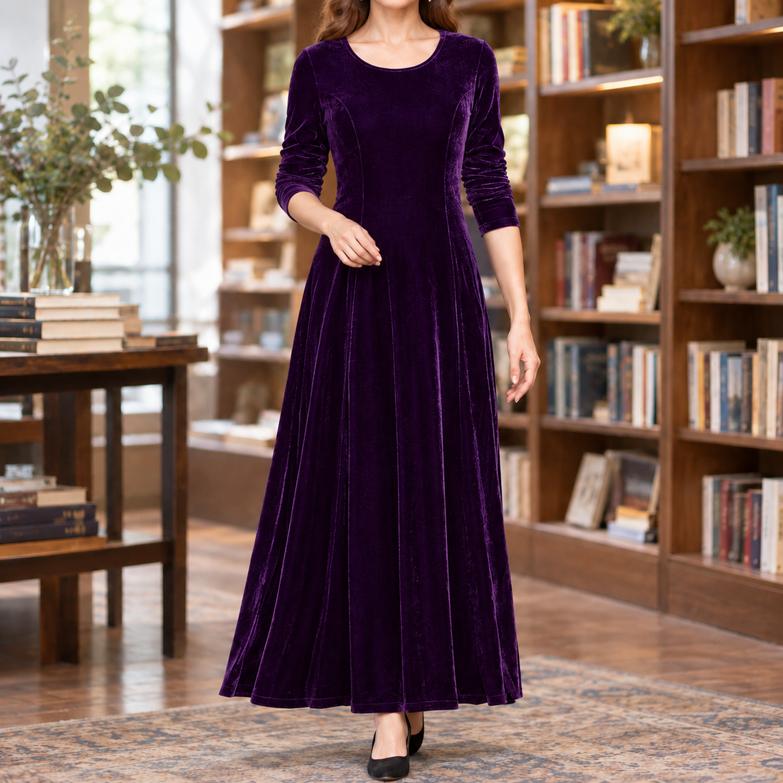 Leah Velvet Dress - Purple