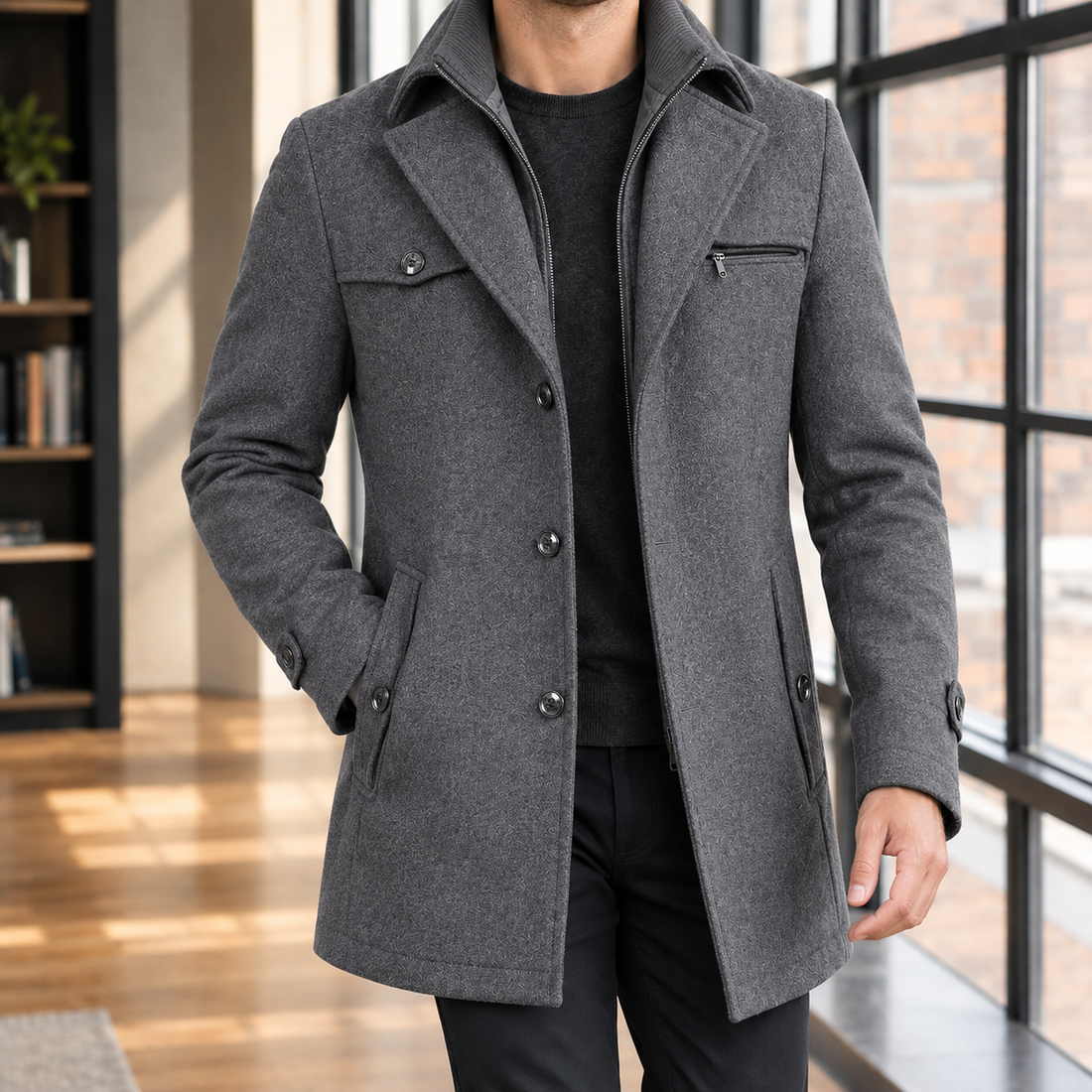 William Double Collar Coat - Gray