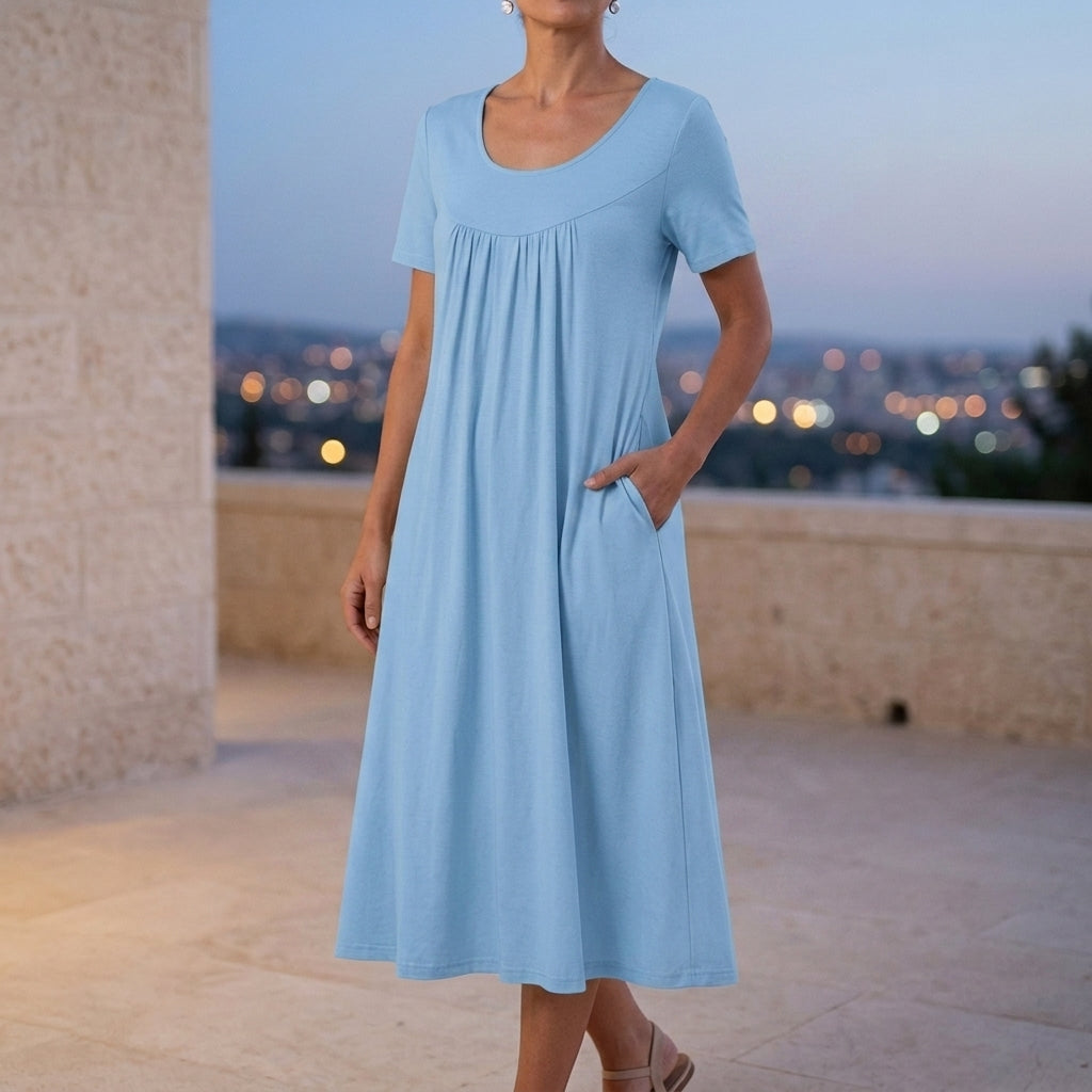Celeste Gathered Sundress - Light Blue