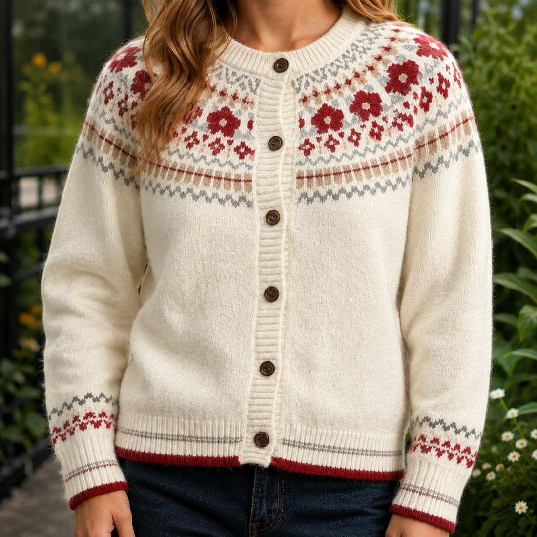 Marguerite Fair Isle Cardigan - Off White