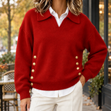 Leila-Louise Collared Sweater - Red