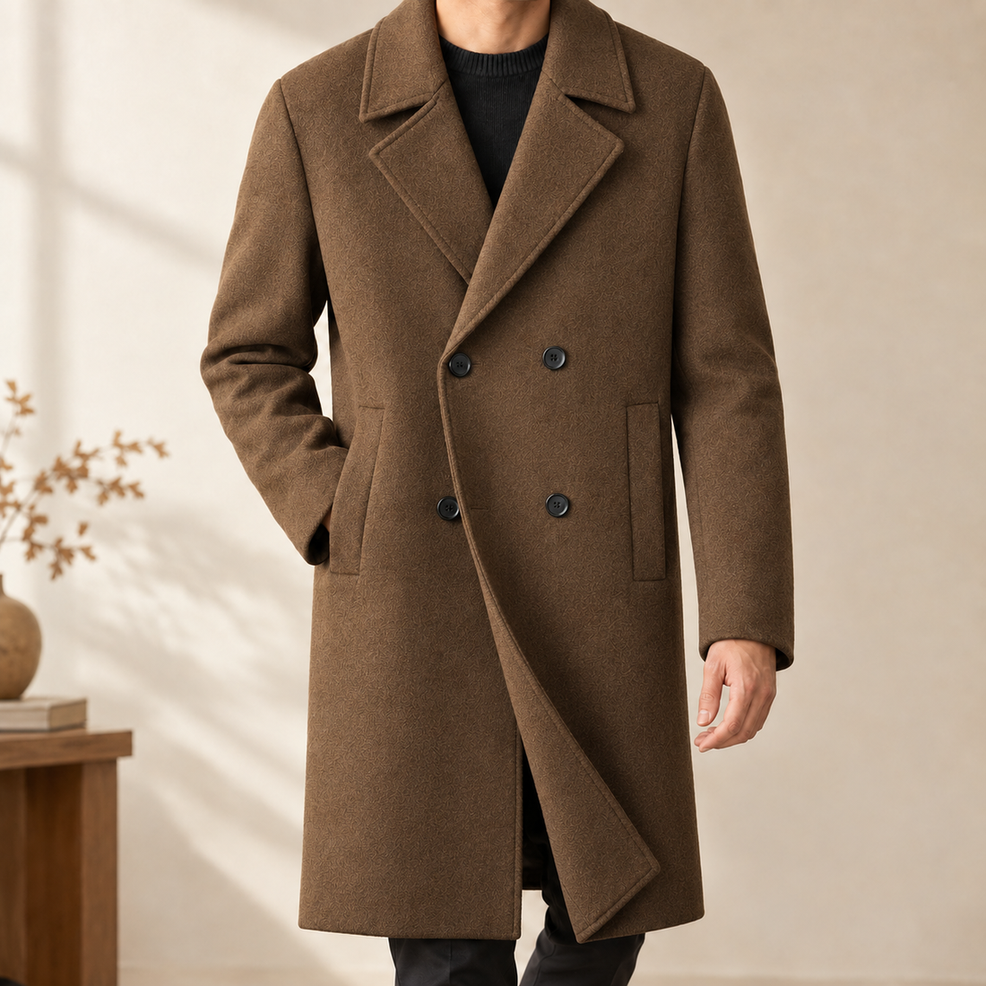 Arnaud Double-Breasted Overcoat - Camel