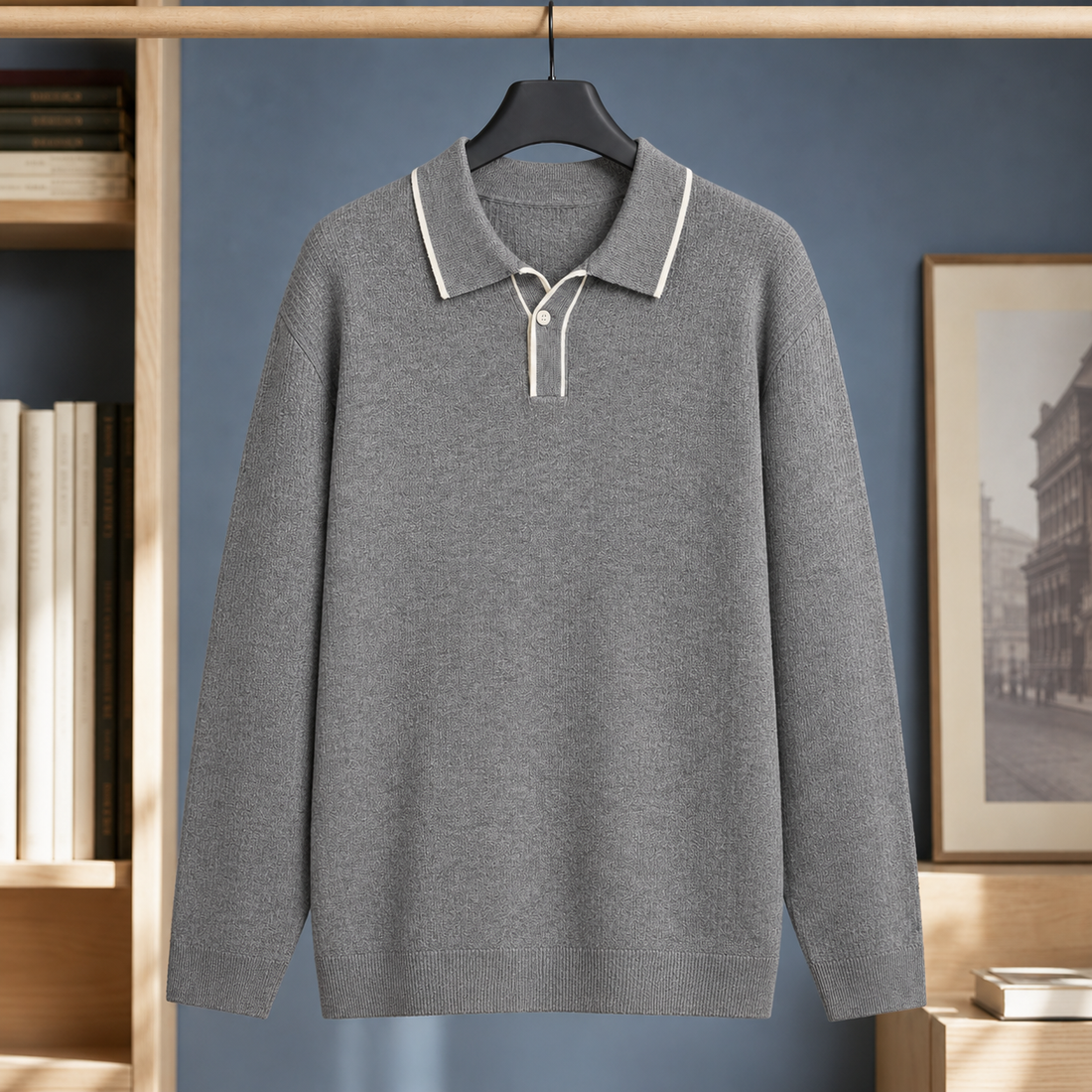 Augustus-Rhys Polo Sweater - Gray