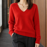 Melanie V-Neck Sweater - Red