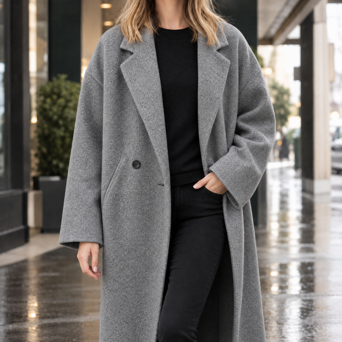 Daphne-Eve Oversized Coat - Gray