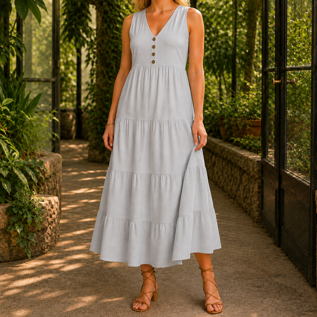 Sabina-Marie V-Neck Maxi Dress - Ice