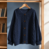 Marcel Cable Knit Cardigan - Navy Blue