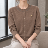 Halcyon-Rose Trimmed Knit Cardigan - Deciduous Brown