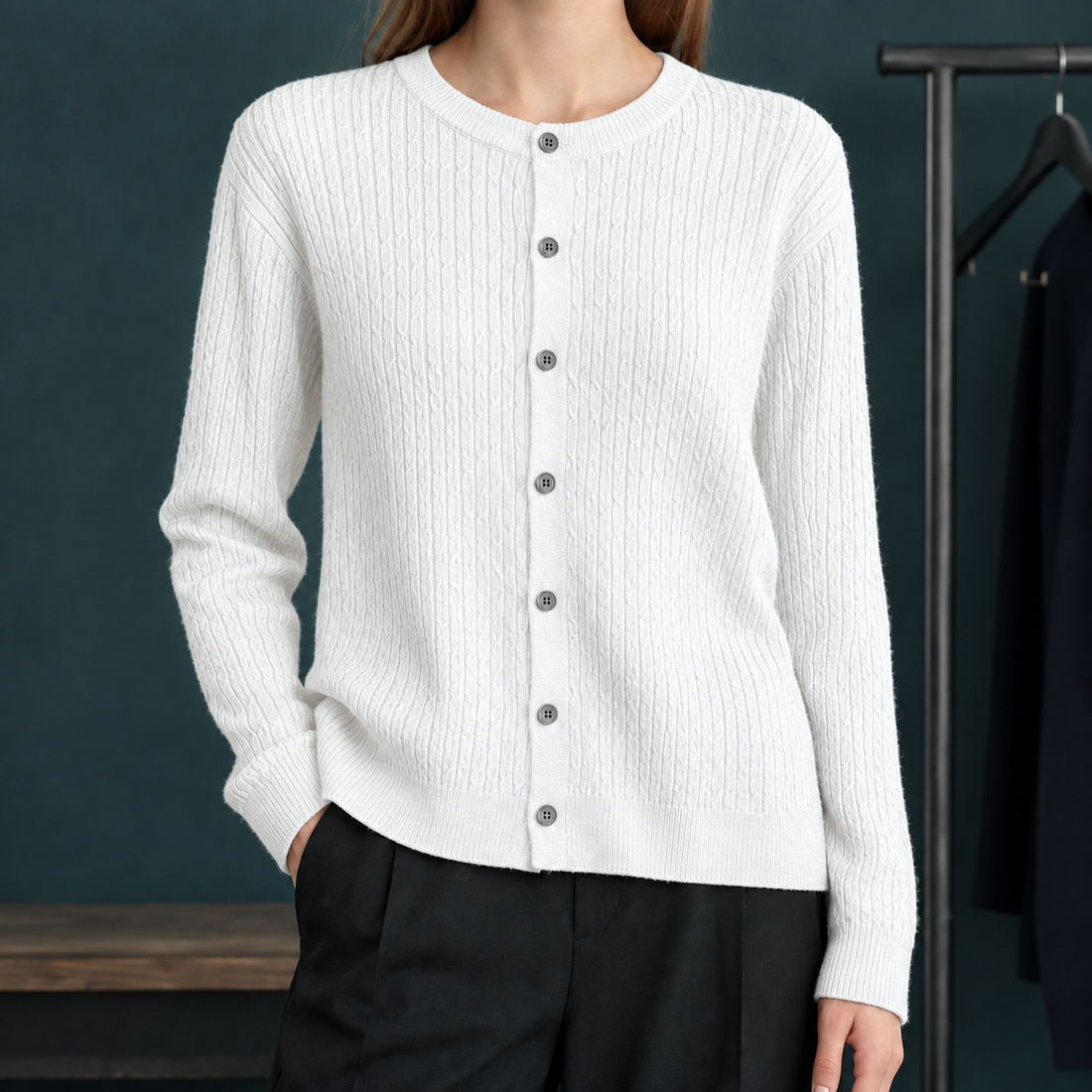 Shannon Cable Cardigan - White