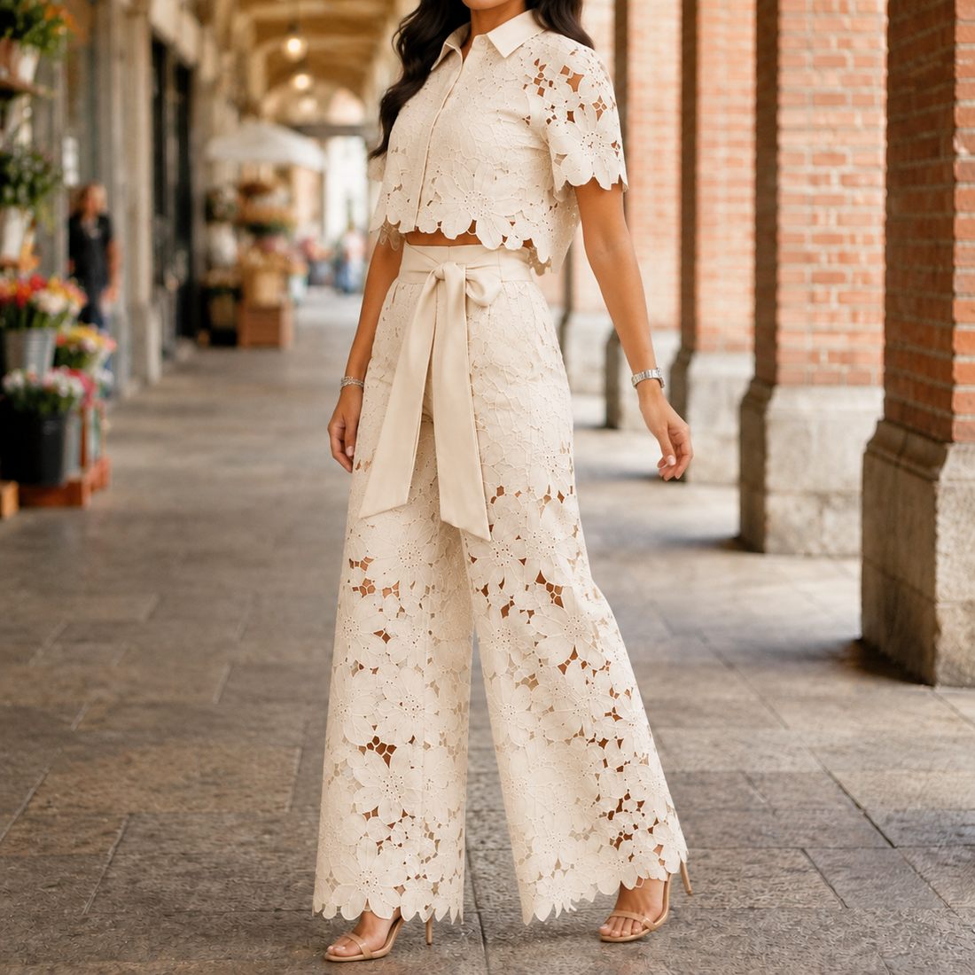 Tallulah Wide-Leg Set - Cream Beige