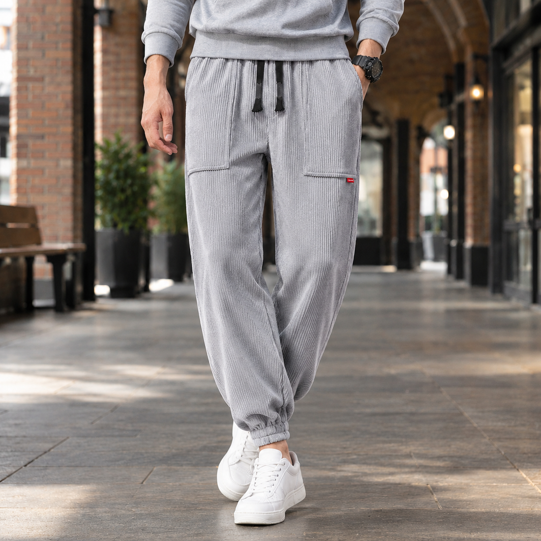 Felix-West Relaxed Pants - Light Gray Casual
