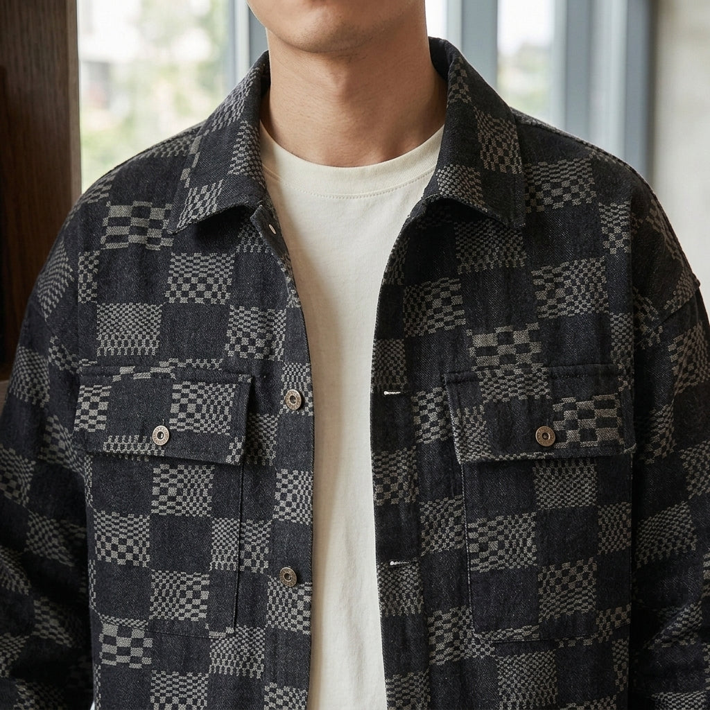 Magnus Patchwork Jacket - Lead Product Detail