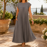 Willa Pleated Maxi Dress - Gray