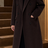 Savannah-Kate Double-Breasted Coat - Dark Brown