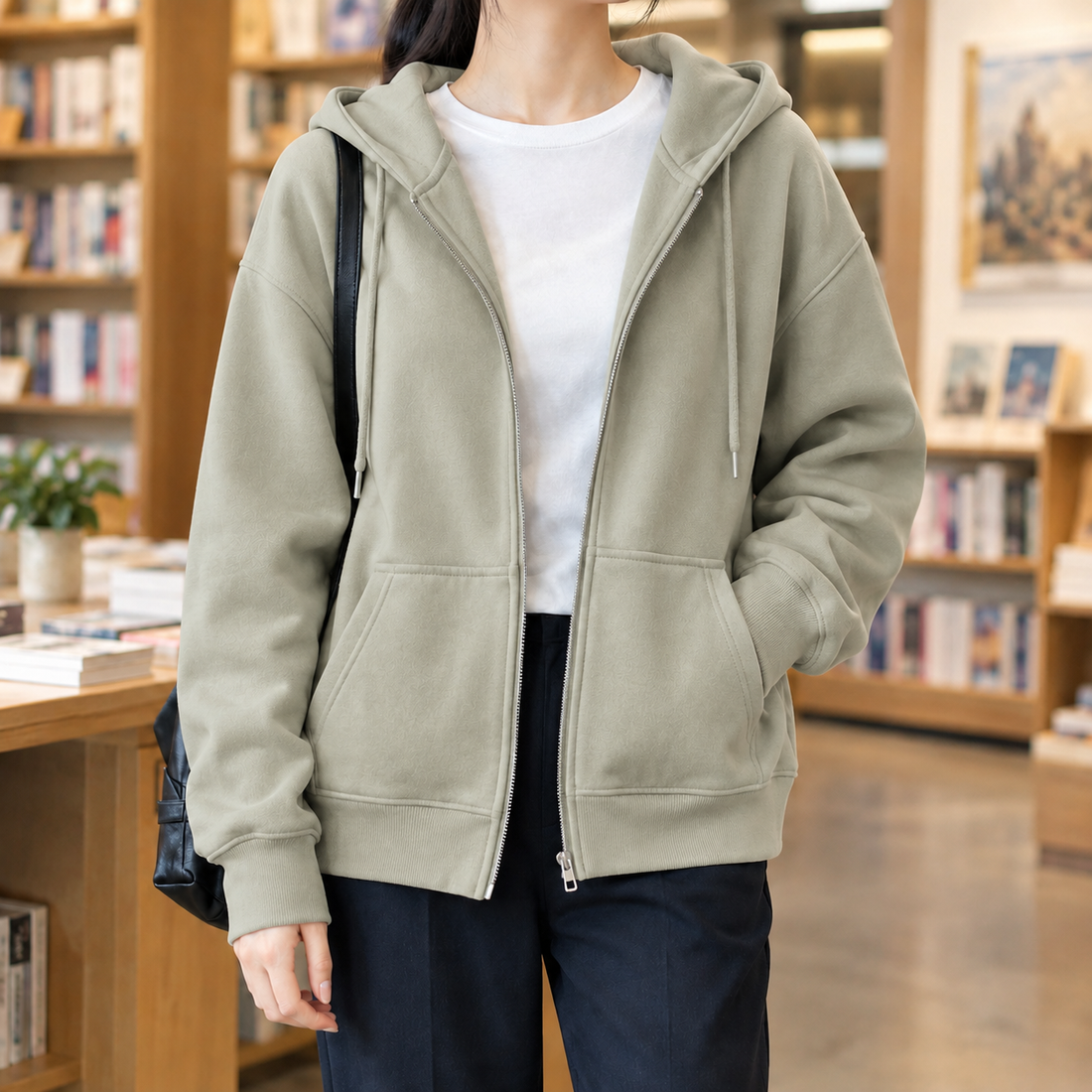 Bettina Relaxed Zip Hoodie - Green