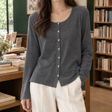 Guinevere-Hope Linen Cardigan - Gray