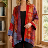 Fenna Patchwork Cardigan - Red