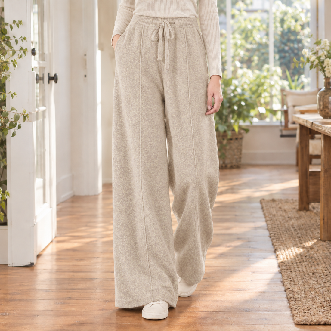 Rebekah Wide Leg Pants - Beige