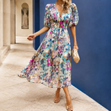 Dahlia Printed Maxi Dress - Multicolor Floral