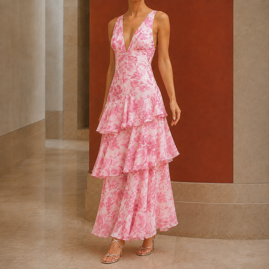 Harriet Tiered Maxi Dress - Pink