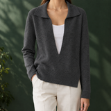 Leontine-Grace Layered Look Sweater - Dark Gray