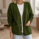 Stephanie-Claire Ribbed Cardigan - Dark Green