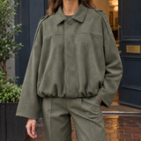 Riley-Skye Suede Bomber Jacket - Army Green