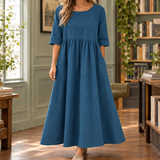 Vanessa Gathered Maxi Dress - Peacock Blue