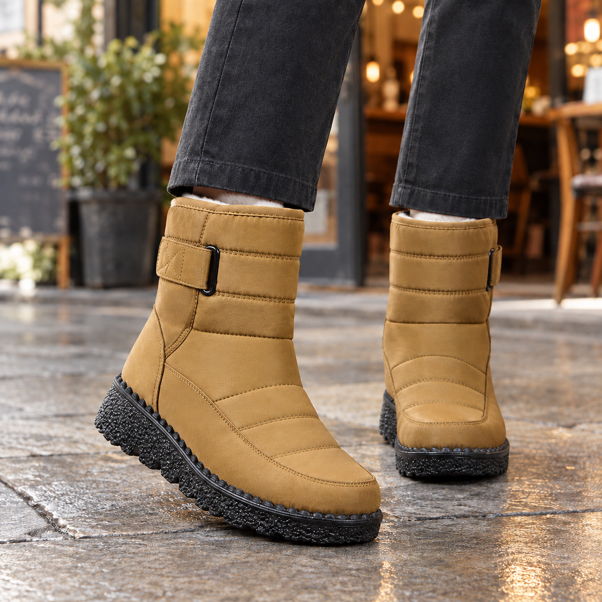 Abate Quilted Snow Boots - Khaki