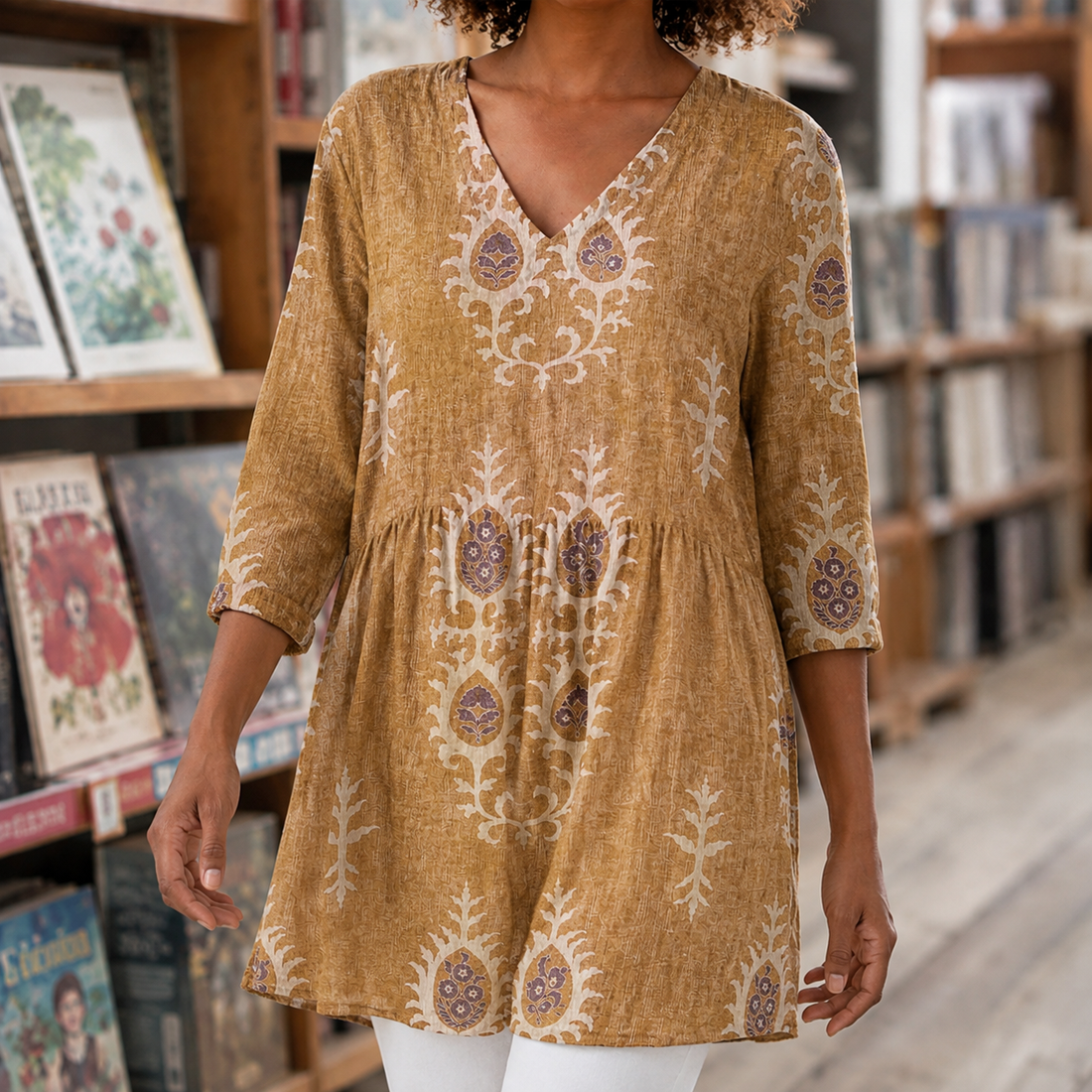 Beatrix-Skye V-Neck Tunic - Yellow