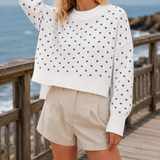 Pippa Heart Knit Sweater - White