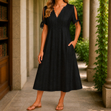 Eleanor-Skye Eyelet Midi Dress - Black