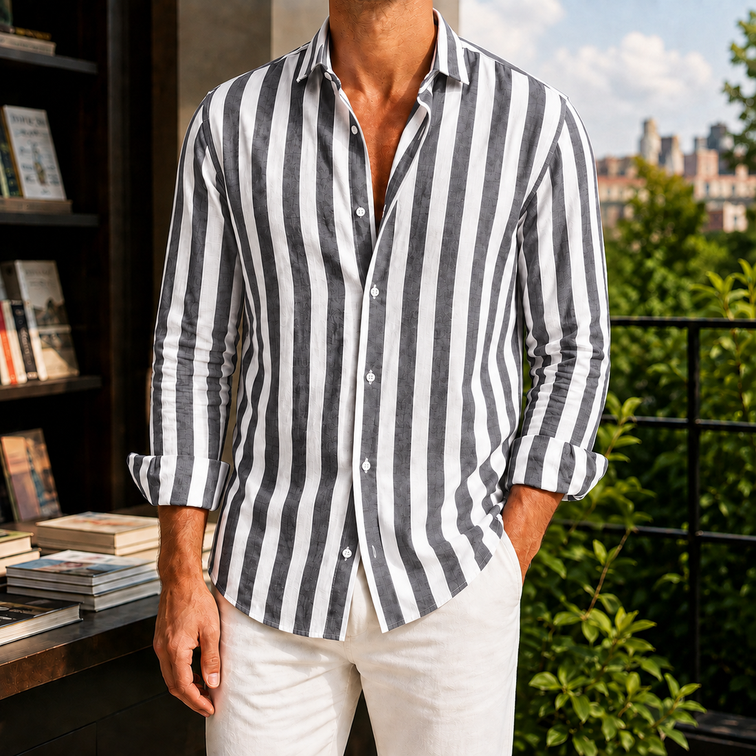 Ambrose Striped Shirt - Gray