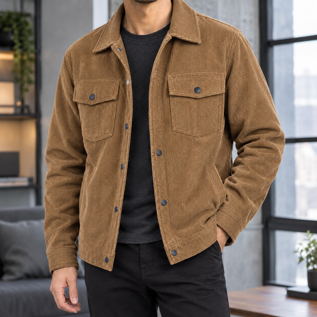 James-Dean Corduroy Jacket - Brown