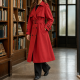 Flavia-Kate Belted Overcoat - Red