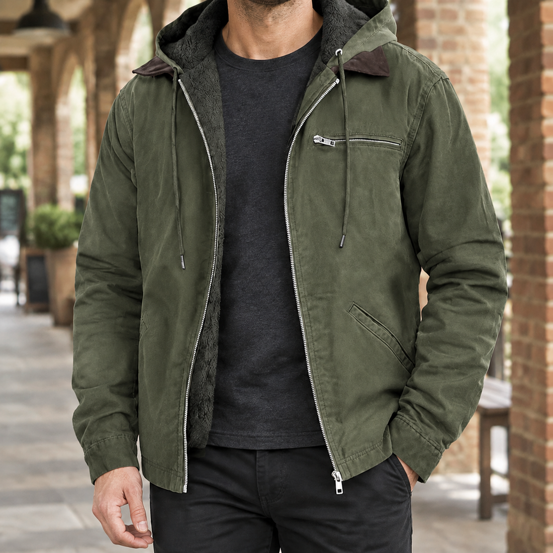 Warrick Hooded Jacket - Army Green
