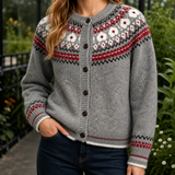 Marguerite Fair Isle Cardigan - Gray