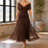 Lydia-Hope Draped Maxi Dress - Brown