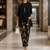 Celeste Printed Pants Set - Black