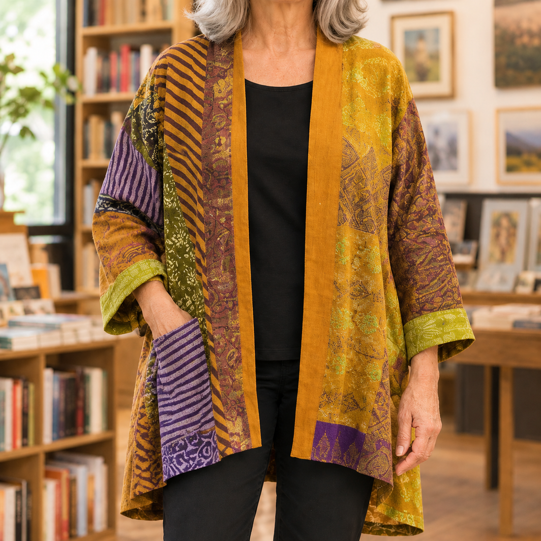 Marlene-Jane Patchwork Cardigan - Yellow