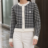 Ashley Houndstooth Cardigan - Black