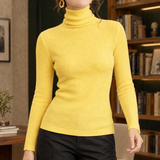 Etta Ribbed Turtleneck Sweater - Yellow