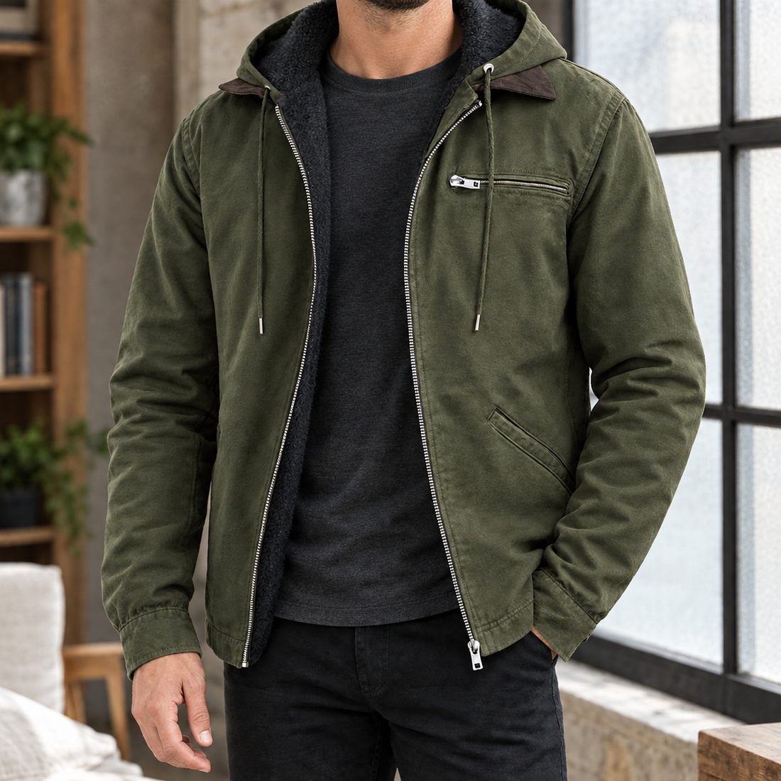 Edward Hooded Jacket - Green