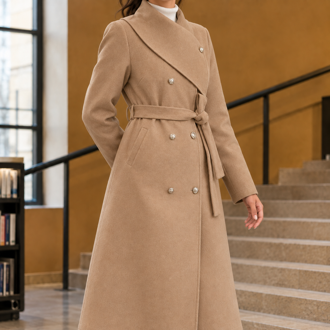 Ascelin-Claire Asymmetric Belted Coat - Camel