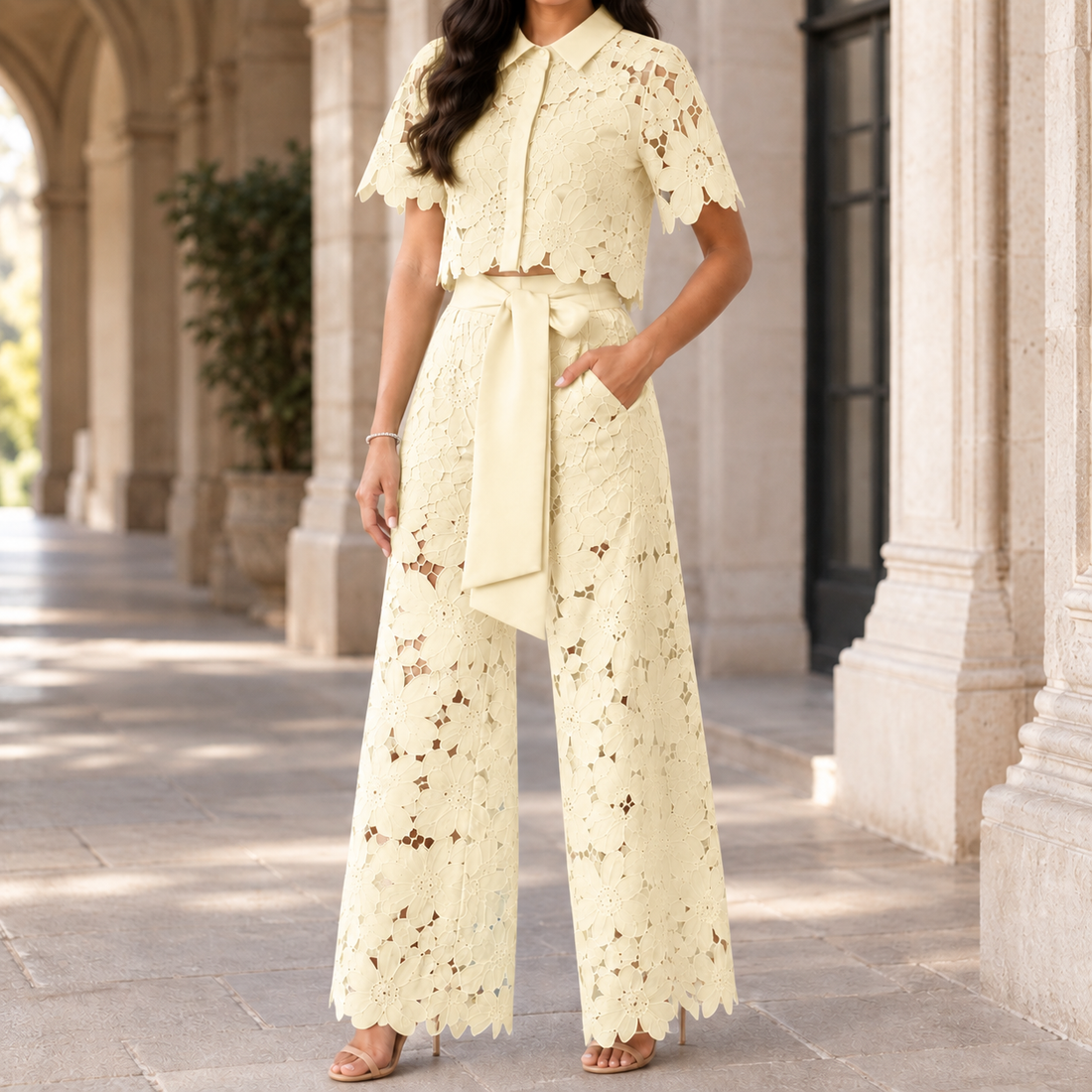 Fenna-June Wide-Leg Set - Yellow