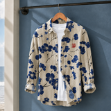 Hudson Relaxed Shirt - Beige Blue Floral