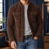 Damaso Stand Collar Jacket - Dark Brown